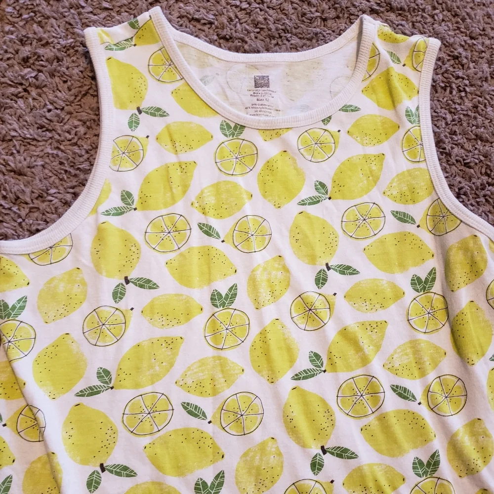 Tea collection lemon tee-shirt dress sleeveless yellow girls 12